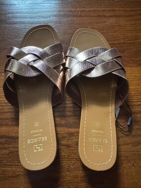 Seychelles Metallic Rosebraid Slide Sandals